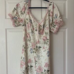 Cider Floral Maxi Dress in Cream with Pink and Blue Accents